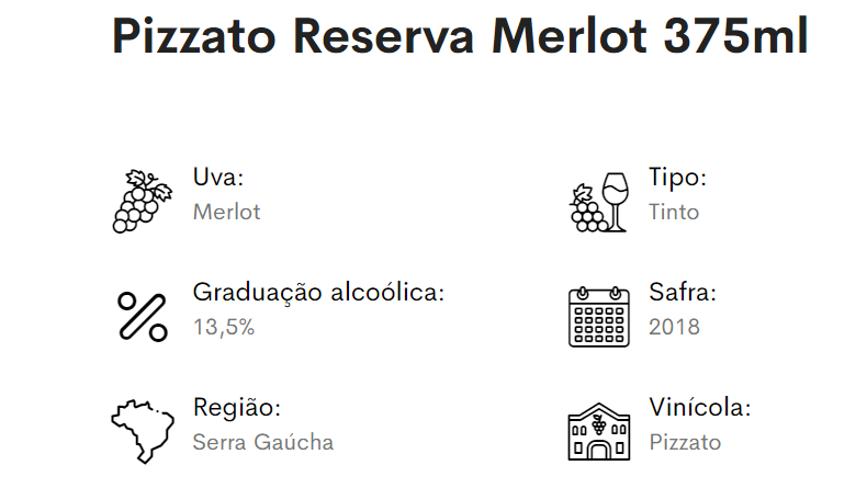 Pizzato Merlot Reserva Vinho Tinto 13,8% 375ml